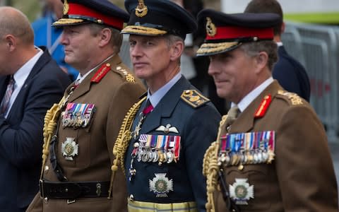 Pictured r-l: Chief of the General Staff Sir Nicholas Carter, Chief of the Air Staff Sir Stephen Hillier, and Commander Joint Force Command Sir Chris Deverell - Credit: Sgt Ross Tilly