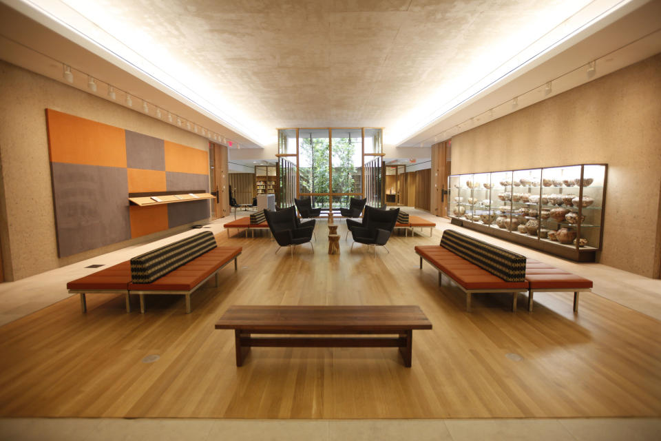 The lower lobby at The Barnes Foundation is shown Wednesday, May 16, 2012, in Philadelphia. After years of bitter court fights, the Barnes Foundation is scheduled to open its doors to the public on May 19 at its new location on Philadelphia's "museum mile." (AP Photo/Matt Rourke)