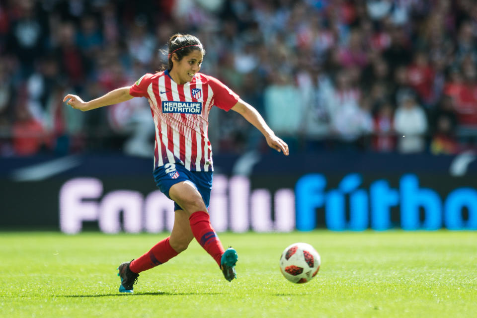 Kenti Robles fue tricampeona de la Primera División Femenil Española con el Atlético de Madrid después de lograr esa misma hazaña en el Barcelona Femenil. (Photo by TF-Images/Getty Images)