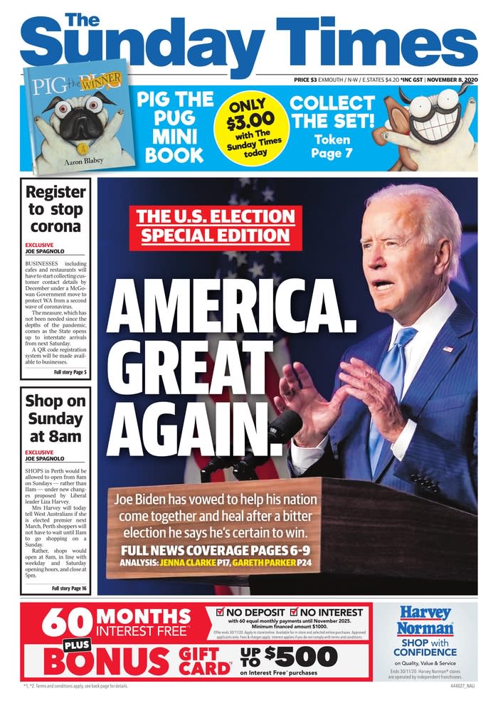 Biden wins: World papers A1s