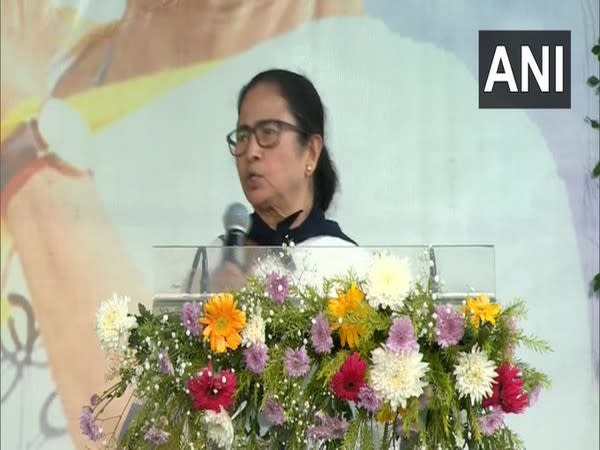 West Bengal Chief Minister Mamata Banerjee addresses the public meeting in Bankura on Wednesday. (Photo/ANI)