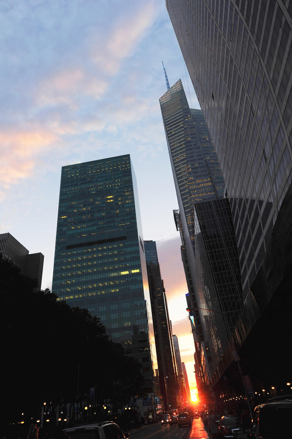 Sun Sets In Line With Manhattan's Street Grid