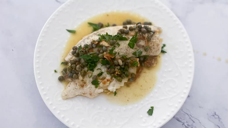 White fish with capers and sauce