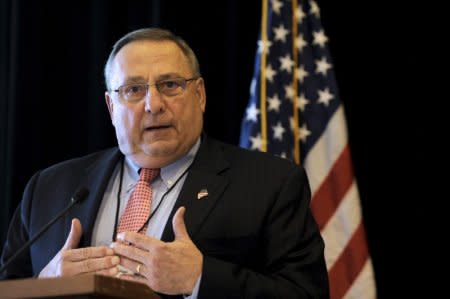 Maine Governor Paul LePage speaks at the 23rd Annual Energy Trade & Technology Conference in Boston, Massachusetts, November 13, 2015.  REUTERS/Gretchen Ertl/File Photo