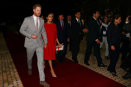 Britain's Prince Harry and Meghan, Duchess of Sussex, arrive at the Casablanca Airport in Casablanca, Morocco, February 23, 2019. REUTERS/Hannah McKay/Pool