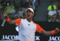 Tennis - Australian Open - Melbourne Park, Melbourne, Australia - 22/1/17 Germany's Mischa Zverev celebrates after winning his Men's singles fourth round match against Britain's Andy Murray. REUTERS/Thomas Peter