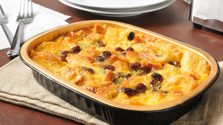 Bread pudding in pan