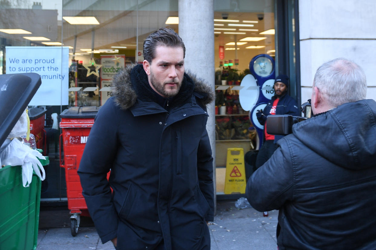 Lewis Burton arrives at Highbury Corner Magistrates' Court, where his girlfriend Caroline Flack is charged with assault. (Photo by Joe Giddens/PA Images via Getty Images)