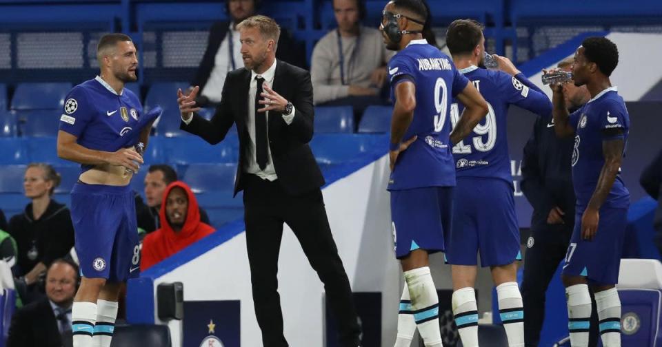 Graham Potter instructing his Chelsea players Credit: PA Images