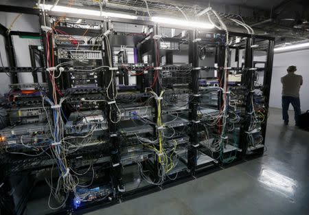 Computer servers are seen at the headquarters of the Wnet internet service provider in Kiev, Ukraine July 26, 2017. REUTERS/Valentyn Ogirenko