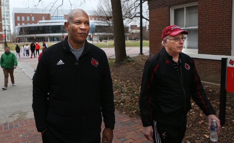 Kenny Payne and Kenny Klein the SID went on a walking tour of campus Saturday afternoon. March 19, 2022