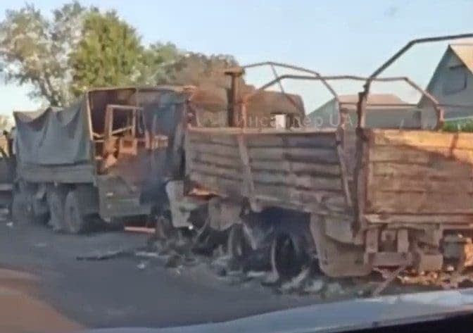 Russian burnt-out vehicles