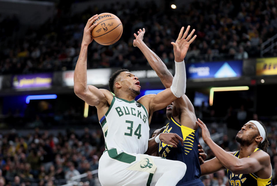 Giannis Antetokounmpo #34 of the Milwaukee Bucks. (Photo by Andy Lyons/Getty Images)