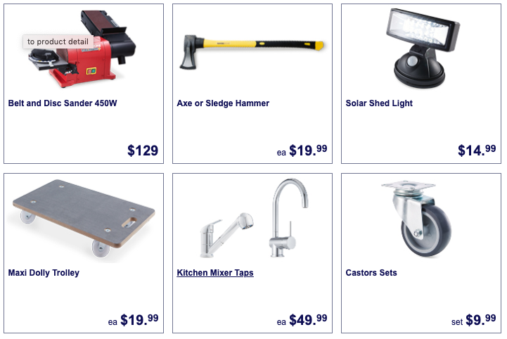 Hardware selling as Special Buys at Aldi.