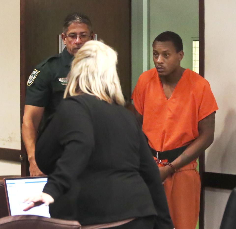 Charles Ivy enters the courtroom in DeLand for a hearing on Wednesday, Dec. 13, 2023. His lawyers had asked for a gag order on prosecutors, police and other officials, but the judge denied the request.