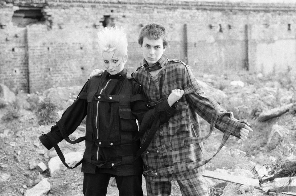 Pamela Rooke, a.k.a, Jordan, and Simon Barker, a.k.a. Six, modeling bondage gear from Vivienne Westwood and Malcolm McLaren’s boutique Seditionaries, formerly known as Sex. - Credit: Daily Mirror/Mirrorpix/Getty Images