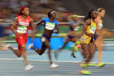 2016 Rio Olympics - Athletics - Final - Women's 200m Final - Olympic Stadium - Rio de Janeiro, Brazil - 17/08/2016. Elaine Thompson (JAM) of Jamaica competes. REUTERS/Dominic Ebenbichler