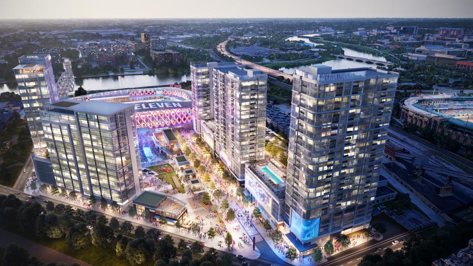 A rendering of the Eleven Park development, which will include a new Indy Eleven stadium as well as apartment, office and entertainment space.