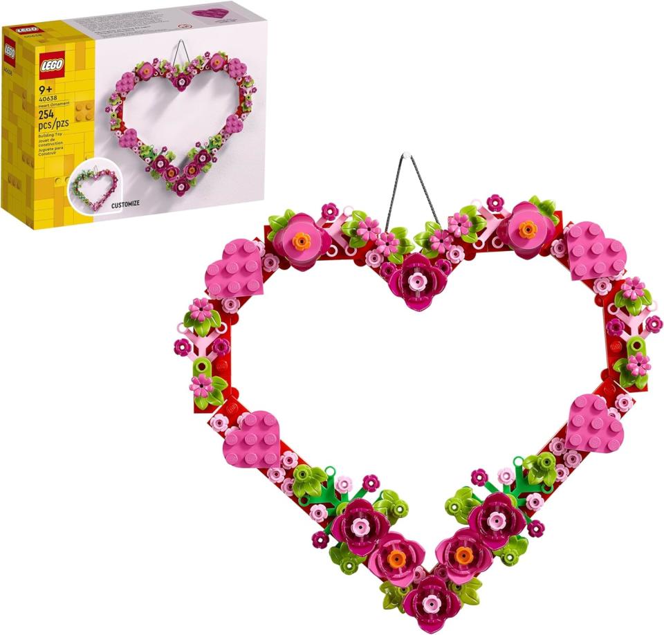 pink floral heart lego wreath