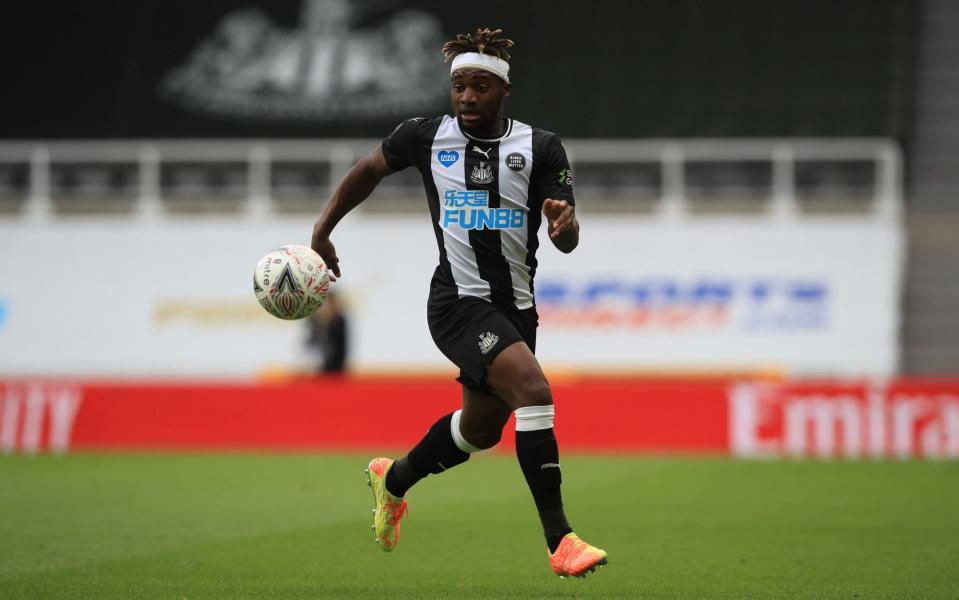 Newcastle United's French midfielder Allan Saint-Maximin runs for the ball - AFP