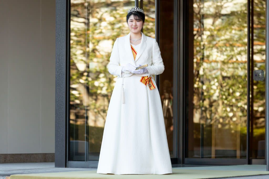 tokyo, japan december 05 princess aiko greets the press on the occasion of her coming of age at the imperial palace on december 05, 2021 in tokyo, japan the only daughter of emperor naruhito and empress masako marked her 20th birthday on december 1, 2021 photo by yuichi yamazakigetty images