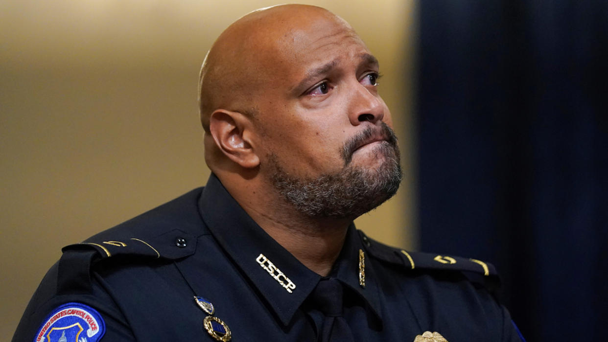 Washington Metropolitan Police Department officer Daniel Hodges listens during the House select committee hearing on the Jan. 6 attack on Capitol Hill in Washington, U.S., July 27, 2021.  (Andrew Harnik/Pool via Reuters)