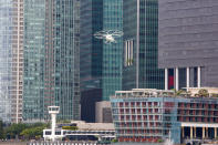 The prototype Volocopter making its test flight over Marina Bay on 22 October 2019. (PHOTO: Dhany Osman / Yahoo News Singapore)
