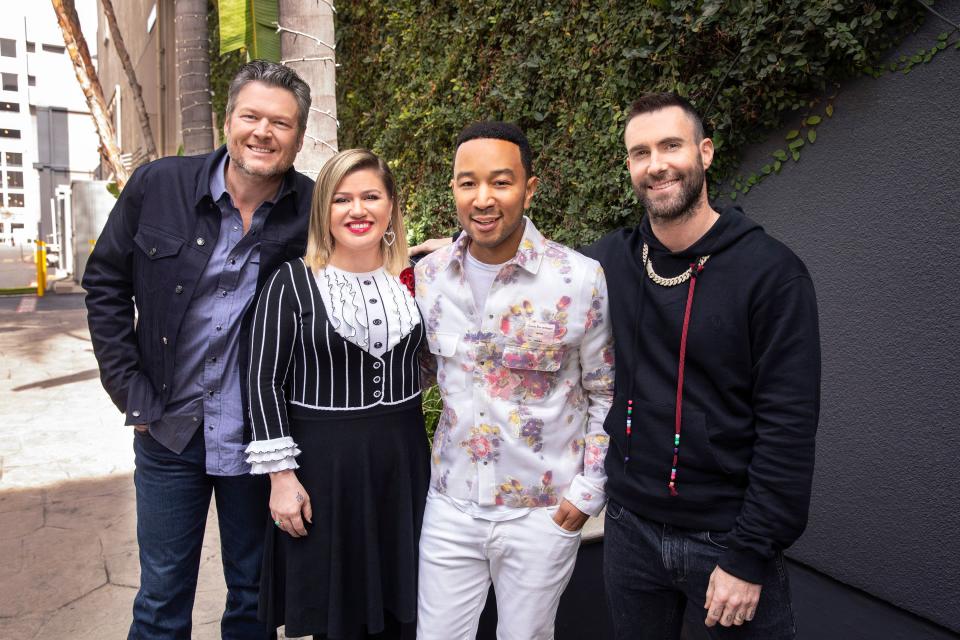 "The Voice" judges for Season 16, from left, are Blake Shelton, Kelly Clarkson, John Legend and Adam Levine.