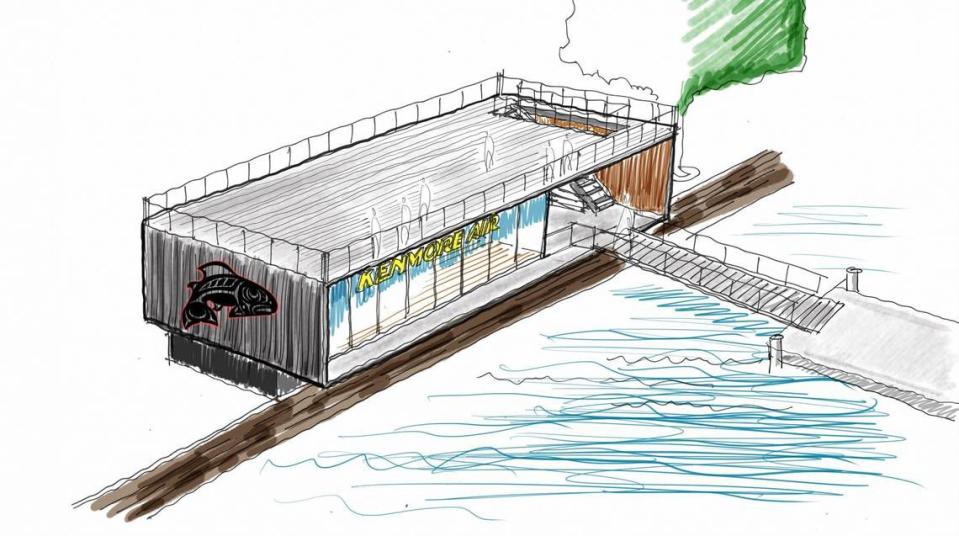 This artist conception outlines plans for the new dock and terminal on Puyallup Tribal property along Ruston Way