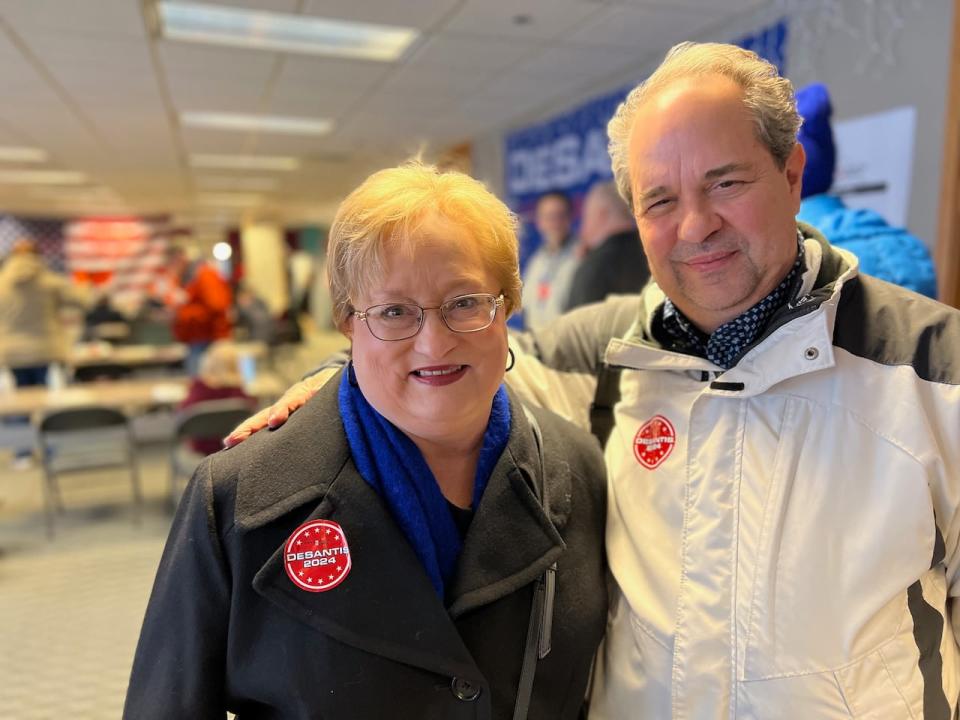 Rhonda and Kevin Wax came with their family from Tennessee to volunteer for DeSantis. They said they want someone with character in the White House and would like to move on from Donald Trump.