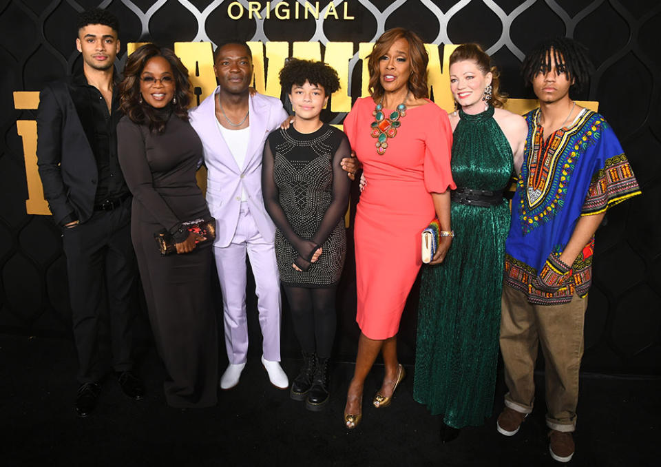 Asher Oyolewo, Oprah Winfrey, David Oyelowo, Zoe Oyelowo, Gayle King, Jessica Oyelowo and Penuel Oyelowo attend Oprah Winfrey Hosts Special Los Angeles Event For Paramount+'s "Lawmen: Bass Reeves" at Sunset Tower Hotel on December 01, 2023 in Los Angeles, California.