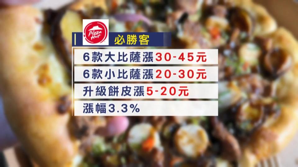 必勝客比薩各品項也跟著調漲。（圖／東森新聞）