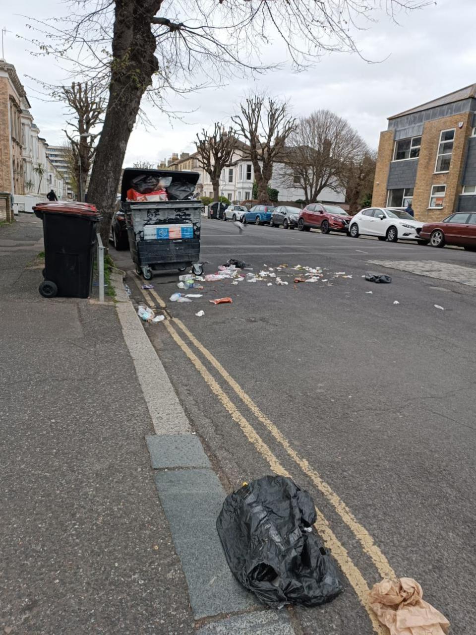 The Argus: Rubbish in Salisbury Road, Hove, on Tuesday afternoon