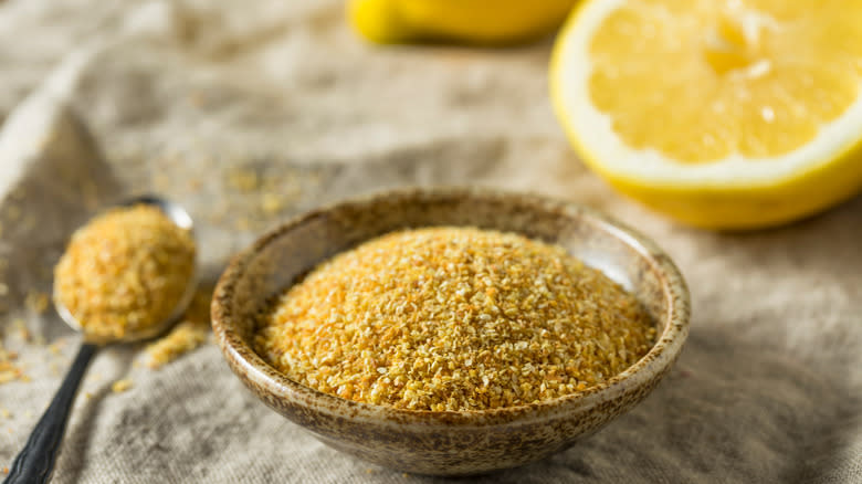Bowl of dried lemon powder