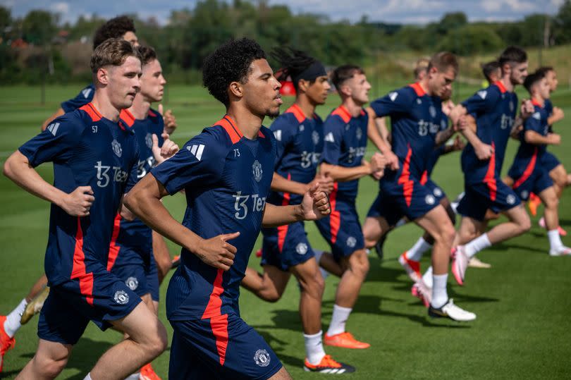 Manchester United players in pre-season training