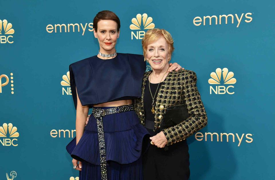 CHRIS DELMAS/AFP via Getty  Sarah Paulson and Holland Taylor at the 74th Emmy Awards in September 2022.