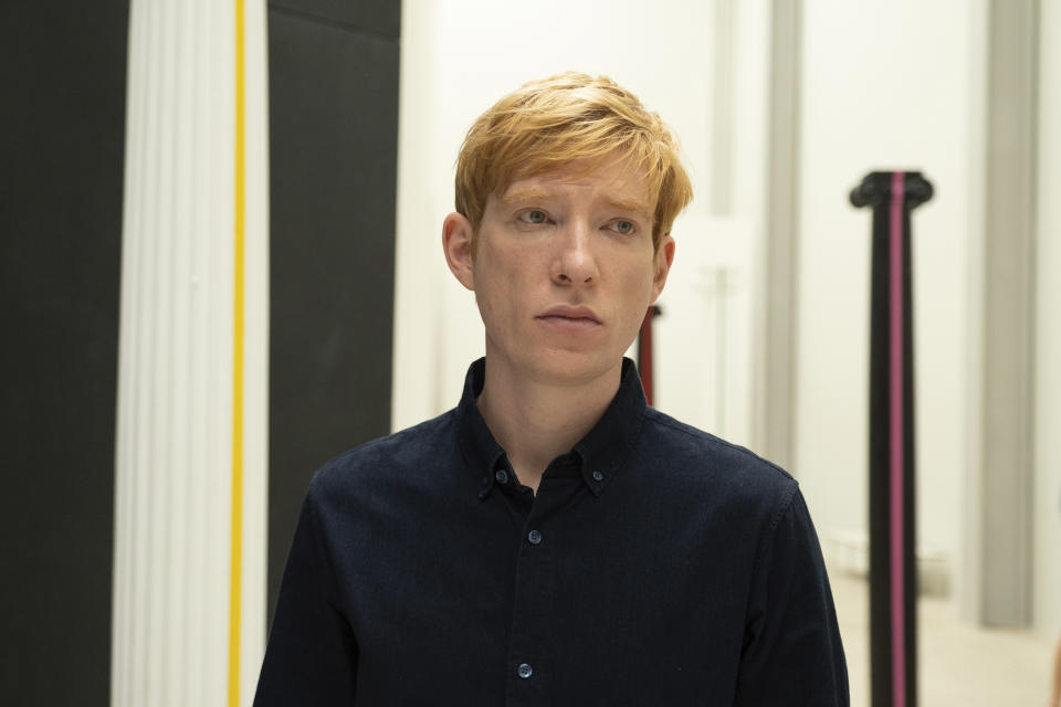 This image released by PBS shows Domhnall Gleeson in a scene from MASTERPIECE "Alice & Jack," premiering Sunday March 17 on PBS. (Jack Merriman/Fremantle/PBS via AP)
