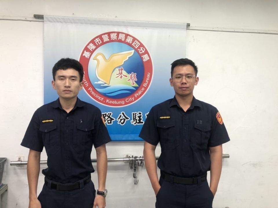 基隆市警察局第四分局中華路分駐所警員劉永慶、郭柏寬。(記者宋紹誠翻攝)