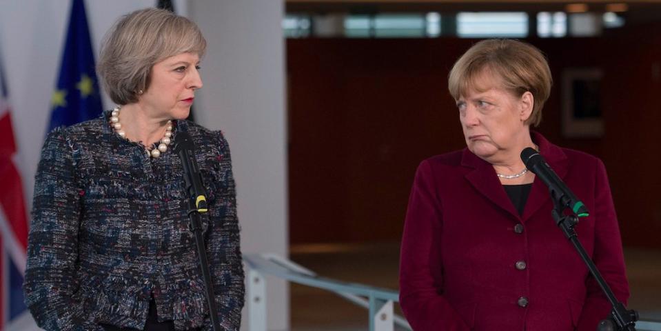 Theresa May and Angela Merkel