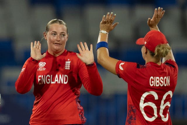 Sophie Ecclestone celebrates a wicket