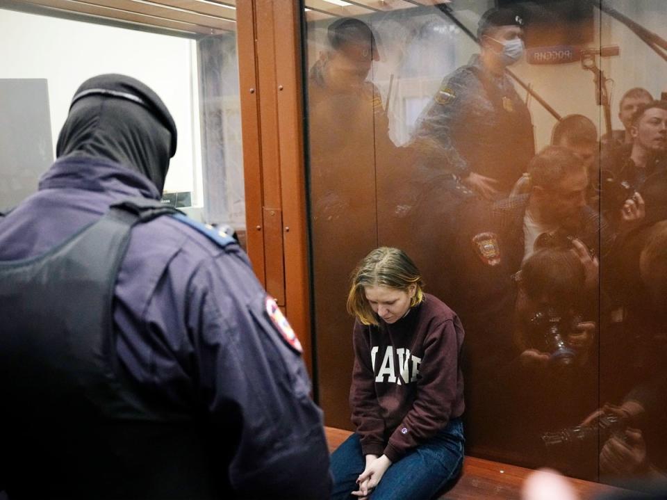 Darya Trepova attended a hearing in Basmanny District Court on Tuesday (AP Photo/Alexander Zemlianichenko)