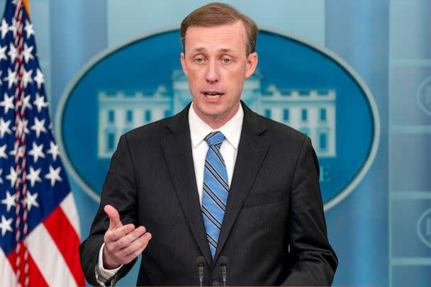 PHOTO: White House national security adviser Jake Sullivan speaks at a press briefing at the White House in Washington, Sept. 20, 2022. (Andrew Harnik/AP)