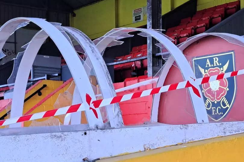 The damage to the stadium's tunnel