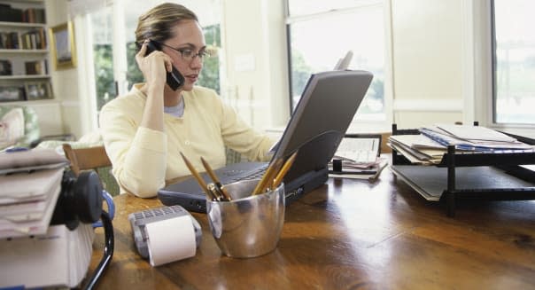 Businesswoman talking on a telephone