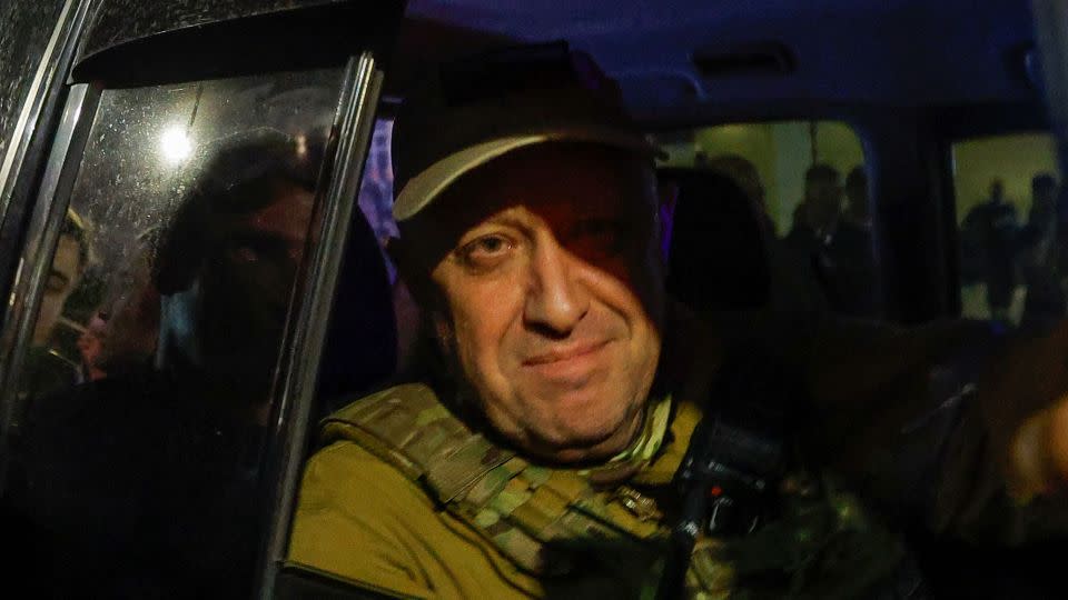 Wagner chief Yevgeny Prigozhin in the backseat of a vehicle departing Rostov-on-Don, Russia, on June 24. - Alexander Ermochenko/Reuters