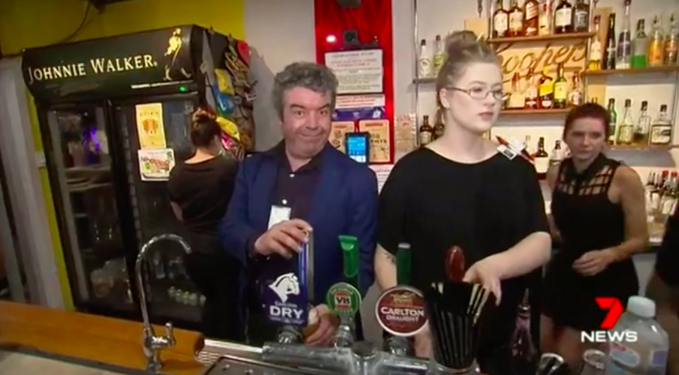 The beer was flowing at the Red Lion Hotel in the Adelaide suburb of Elizabeth North after the temperature hit 45C. Source: 7News