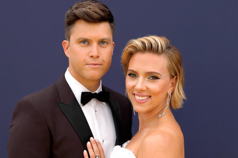 Colin Jost and Scarlett Johansson (Photo: Trae Patton/NBCU Photo Bank/NBCUniversal via Getty Images) 