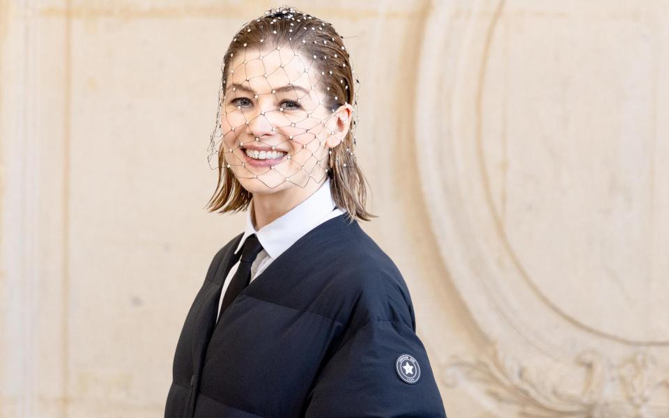 Rosamund Pike at the Dior Haute Couture Spring/Summer 2022 show - Getty Images
