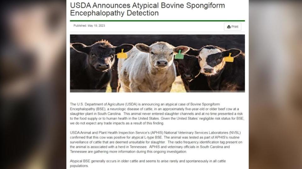 美國農業部發出聲明。（圖／翻攝自USDA）