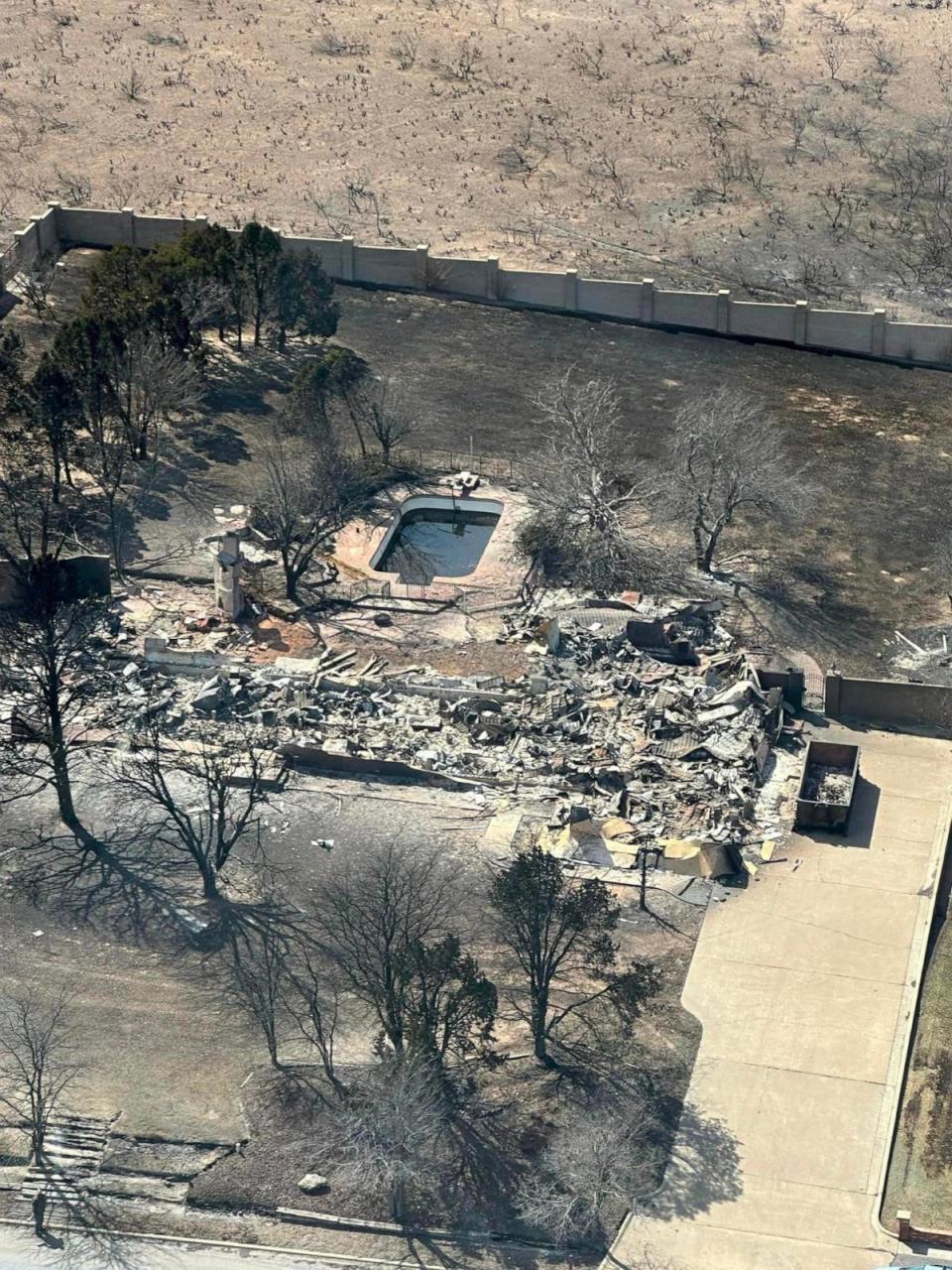 PHOTO: An aerial view of destroyed homes on the outskirts of Canadian, Texas, Feb. 28, 2024. (Air Helicopter Service/Facebook)